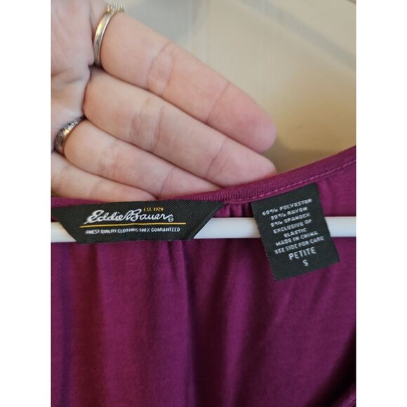 Eddie Bauer Athletic Casual Short Sleeve Dress Petite Small Braided Tie Waist - Picture 3 of 5